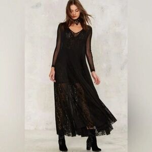Free People we are HAH Mama C Black Long Sleeve Maxi Dress